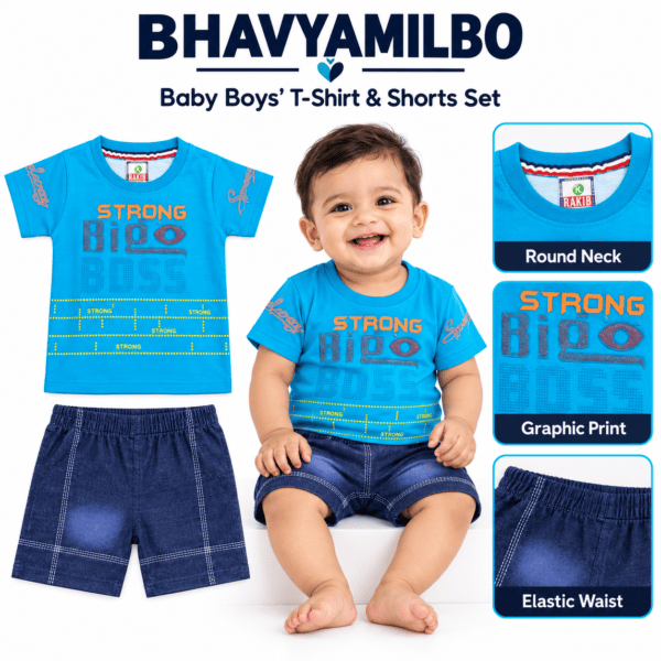 Baby Boys’ Turquoise Graphic T-Shirt & Shorts Set