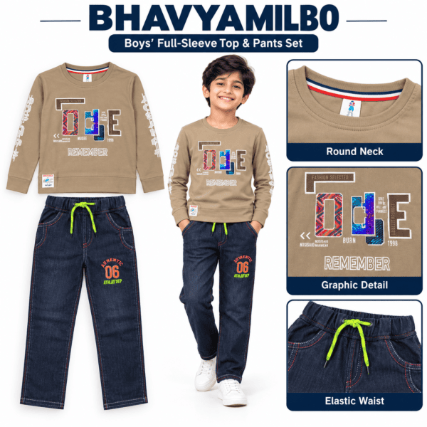 Rakib Dresses Jeans and T-shirt for boy